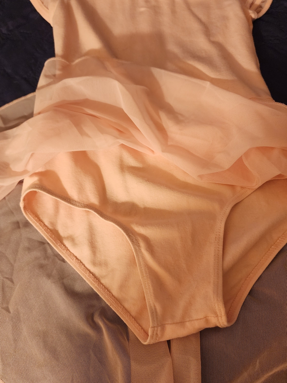 Girls Peach Ballet Leotard Dress Tulle Skirt Flutter Sleeve Sz 6-8 Est.